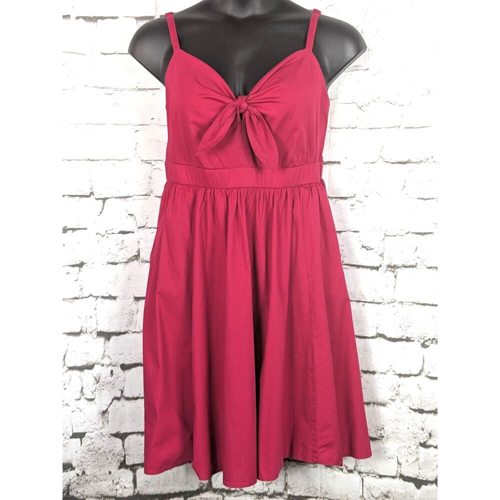 TORRID Cotton Poplin Tie-Front Smocked Fit & Flare Dress Pockets Coquette 1X